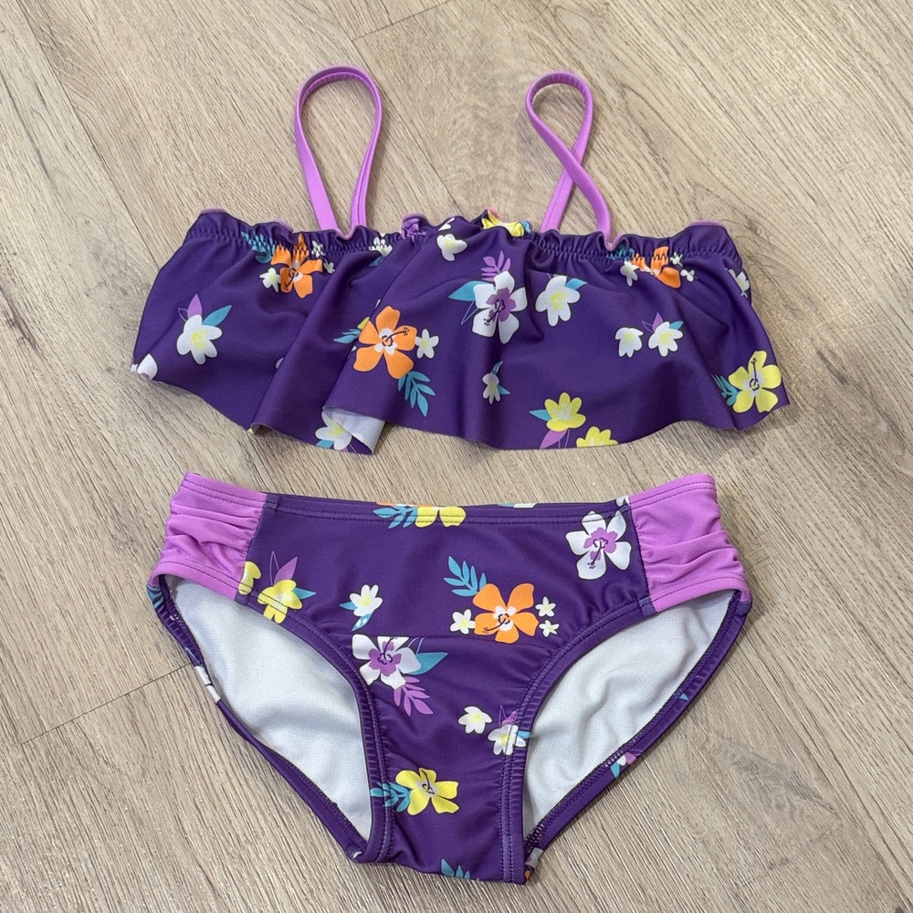 Cat & Jack Purple Floral Kids Bikini